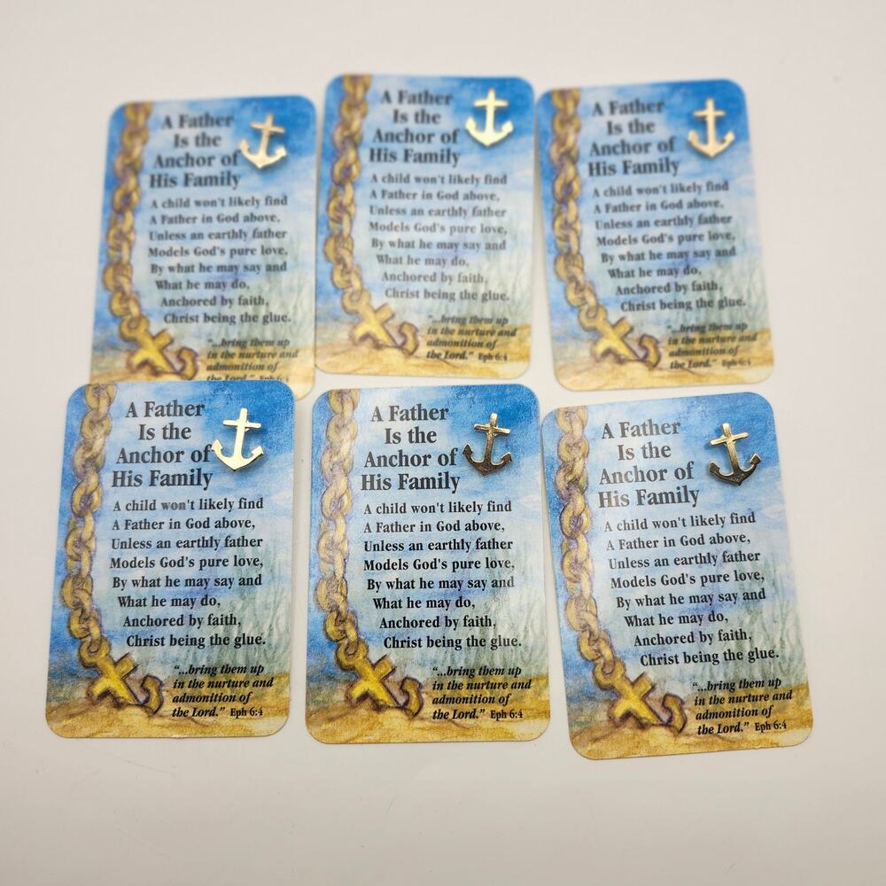 Lot of 6 Vintage 2002 CTA Christian Father Anchor Gold Tone‎ Lapel Pins Cards